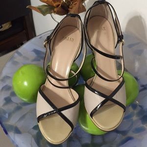 Bally Camucia 2Tonecream  with black patent trim